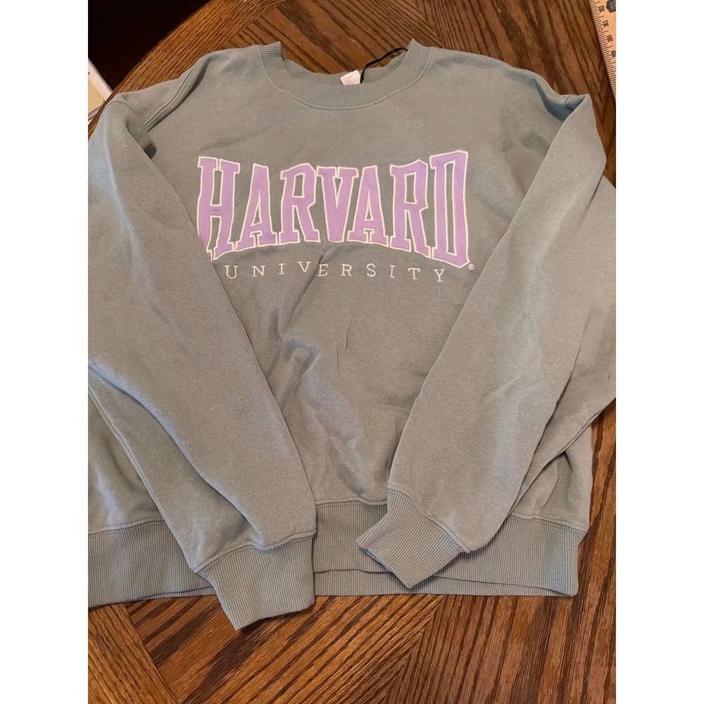 H&M Divided Harvard University Sage Green Graphic Sweatshirt Small Collegiate
